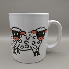 Vintage Embossed 1980s Kilncraft Sheep Design Mug Cup Made In England H9cm VGC