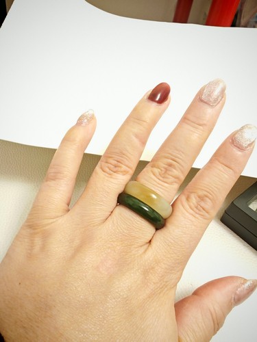 Hotan jade ring band 2mm - jade, 18.2mm
