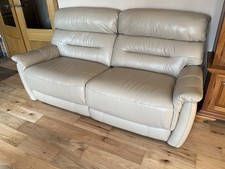 F. Village 'Chicago' 2-3 Seat Power Recline Sofa 100% Real Leather - Light Beige