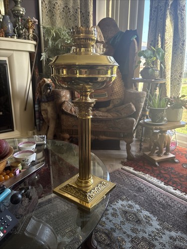 Electric oil lamp brass column - oil,