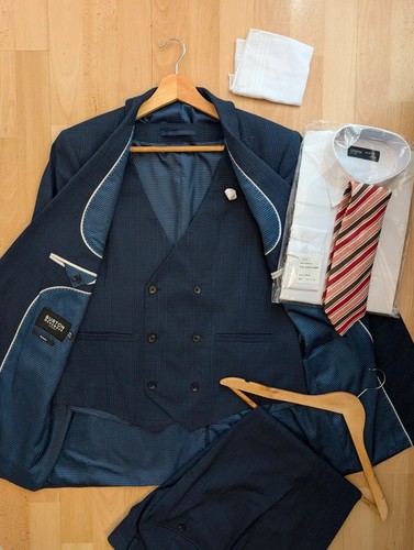 Burton navy check - check, suit