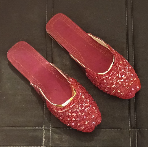 Red sequin slip mule - sequin, slip-on