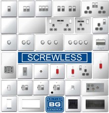 BG Nexus Polished Chrome Screwless Flatplate Switches & Sockets Grey Inserts
