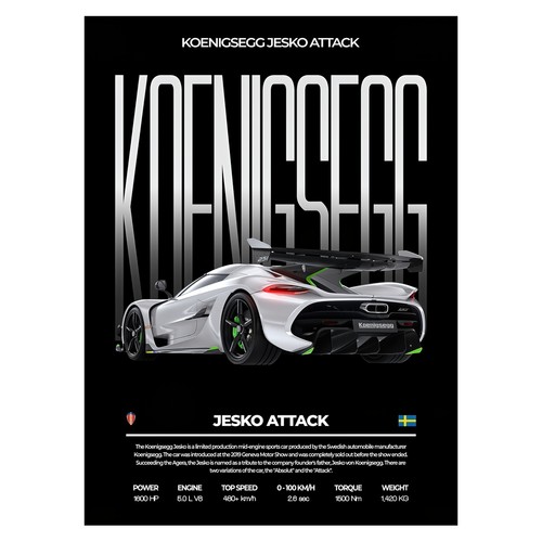 Koenigsegg jesko attack poster - koenigsegg,