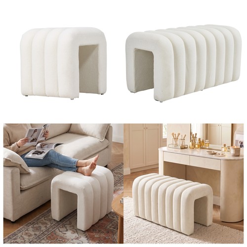 White shaped footstool - white,