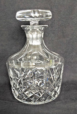 Heavy Lead Crystal Glass Round Decanter with Diamonds and Vertical Slits