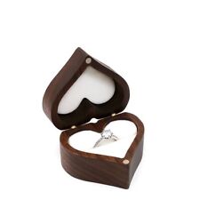 For Lover Engagement Storage Box Heart Shape  Wooden jewelry Display Ring Box