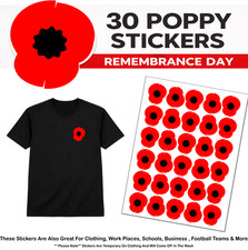 30x Remembrance Poppy Stickers