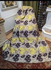 PAIR OF LIME GREEN and MAROON FLOWER DESIGN CURTAINS