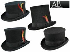 Top Hat Wool Fancy Dress Ascot Cosplay Wedding Stovepipe Formal Satin Lining