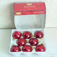 Red Glass Christmas Baubles X8 Shiny Holiday Living Made In USA Ornament
