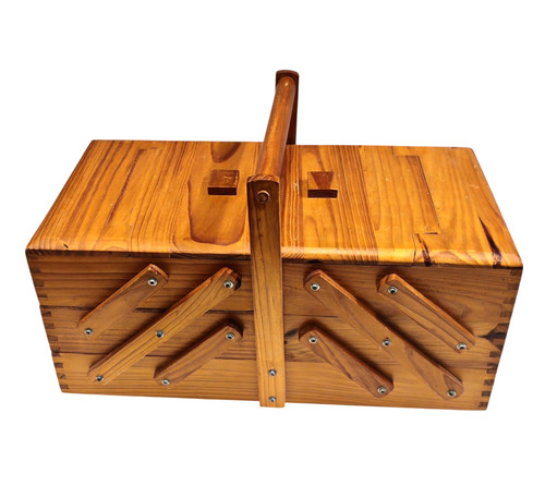 Wooden cantilever sewing box - wooden,