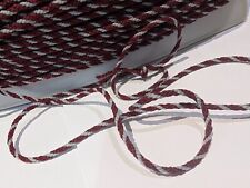 FULL CARD 92 metres burgundy/grey cord braid trim 3mm wide