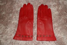 LOVELY LADIES RED LEATHER GLOVES WITH 100% SILK LINING SIZE 8 S-M***BNWOT**NEW**