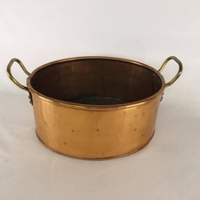 Vintage Copper 12” Oval Pan Planter With Two Brass Handles EB03JH