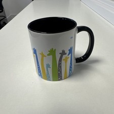 Giraffe Patterned Mug with Black Handle and Inside