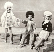 Knitting pattern copy 1168.   Dolls clothes outfits for Barbie Sindy etc  