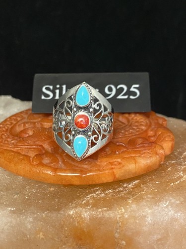 Silver coral and turquoise - coral,