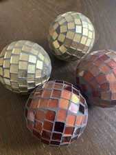 4 Mosaic Glass Style Balls/Baubles in Good Used Condition