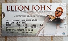 Elton John Used Concert Ticket Highfield Road Coventry 2005