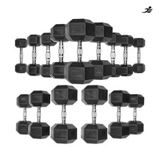 JLL® Hex Dumbbell 4-32 KG Pair, Heavy Duty Rubber Commercial Dumbbell