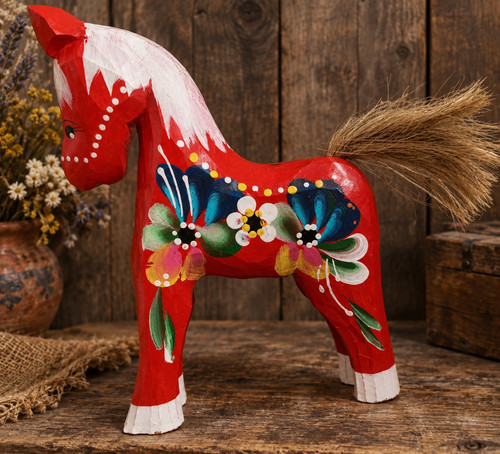 Horse figurine painted folk - horse,