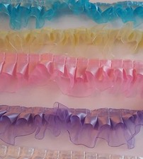 2 INCH  GATHERED LACE ORGANZA WITH  SATIN DETAIL  & SEQUIN  TRIM FROM 99p .