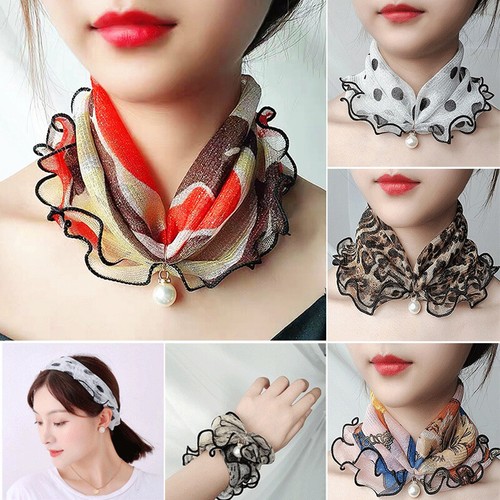 Lace scarf pearl pendant women - lace,