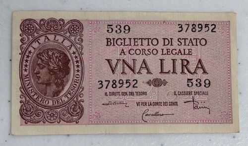 1944 italy lira banknote - 1944, 1