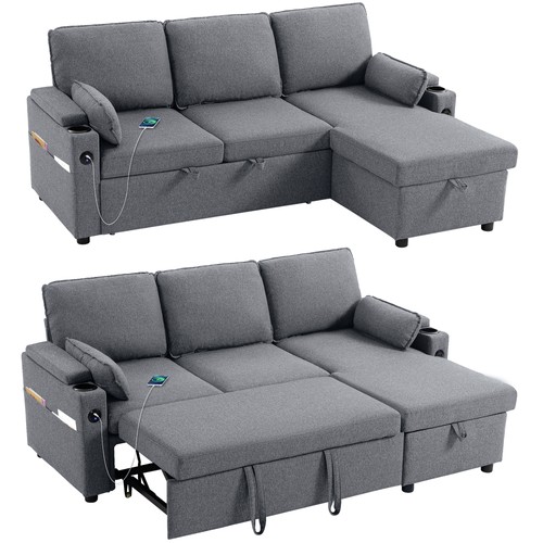 Homcom corner sofa bed l - homcom, bed,