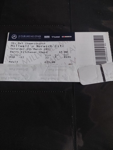 Ticket millwall norwich - norwich, 4