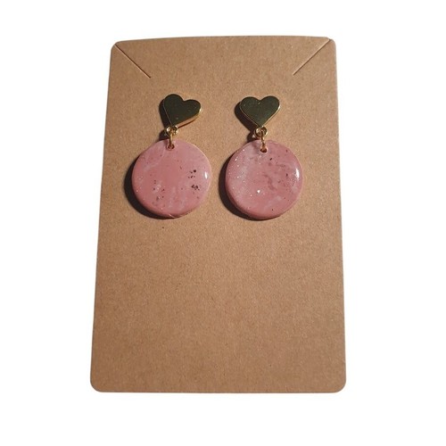 Pink round dangle earrings - pink,