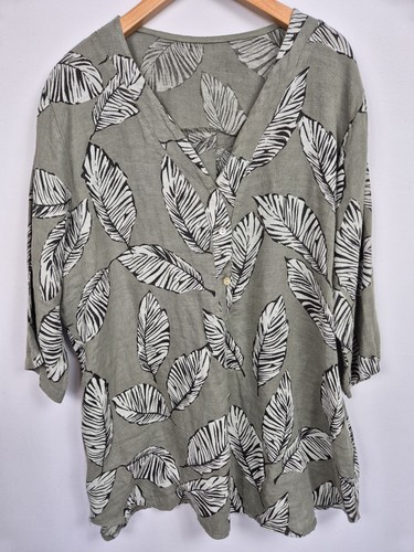 Made italy green linen leaf - in,