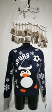BNWOT Tottenham Hotspur FC "Penguin Wearing A Hat" Christmas Jumper Size M XM9-4