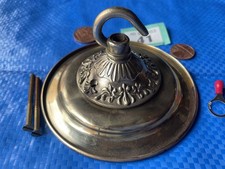 112mm ANTIQUE vintage CEILING ROSE chandelier hook OLD Large BRASS c1910   41