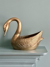 Vintage Brass Swan Planter