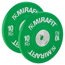Mirafit 2 x 10kg 2" Olympic Rubber Bumper Plates Gym Weight Lifting Discs #726