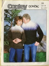 Copley pattern 335. Chunky Lopi Nordic sweater 32-43" with charts. Original