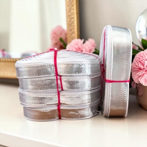 Silver gota patti ribbon rolls - gota,