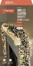 Premier 960 LED Cluster Multi-Action Christmas Tree Lights Timer - WARM WHITE