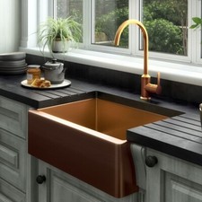 LSC Bromley 1.0 Bowl Brushed Copper Stainless Steel Belfast Butler Kitchen Sink