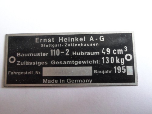 Heinkel type plate - heinkel,