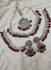 Indian/Pakistani Asian Bollywood Style Necklace With Sahara Jhumka Earrings Tika