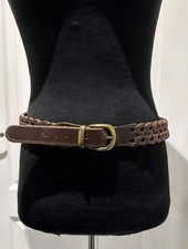 Vintage UNISEX brown plaited real Leather Belt 38 to 42 inches 