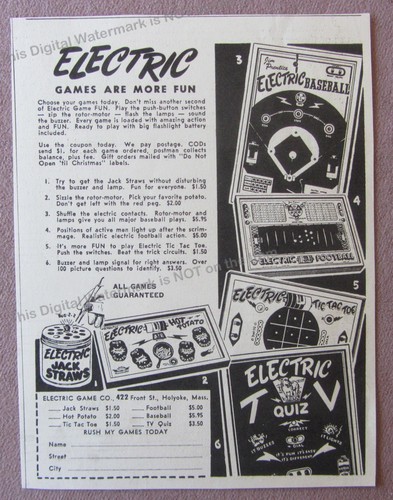 1952 electric game co - ad,