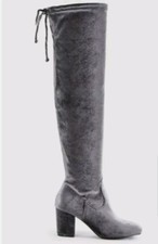 JUST FAB KNEE HIGH BOOTS ADINA HEELED GREY SIZE UK 3.5 EU 36 REF F1 156