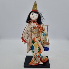 Vintage Kyugetsu Shiokumi Japanese Geisha Doll On Base 7" 