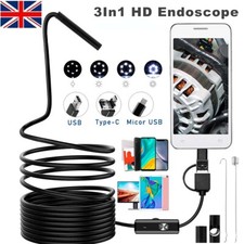 HD USB Endoscope Borescope Snake Inspect Camera 3 in 1 for Android Waterproof UK