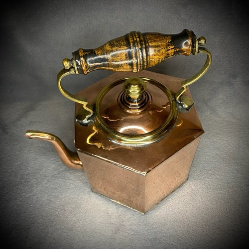 Copper tea kettle hexagonal - tea,