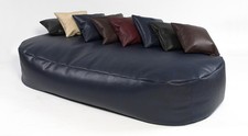 XXL Beanbags 16cuf *Lleather bean bag sofa bed beanbag lounger Blue WITH FILLING